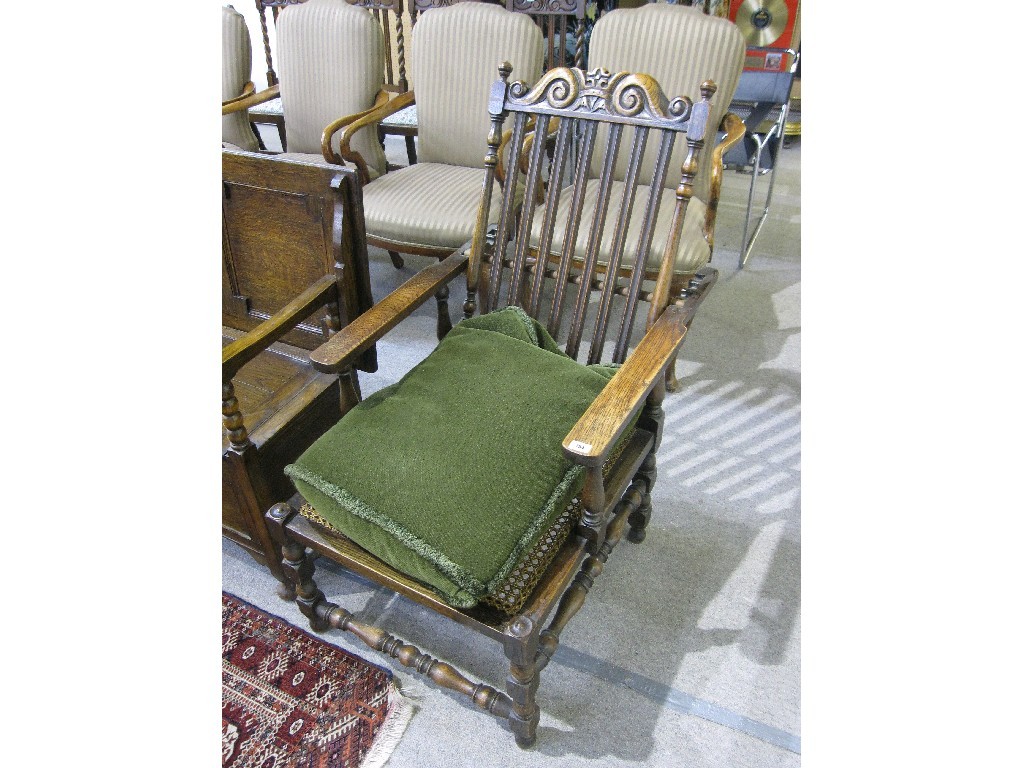 Appraisal: Carved oak adjustable armchair