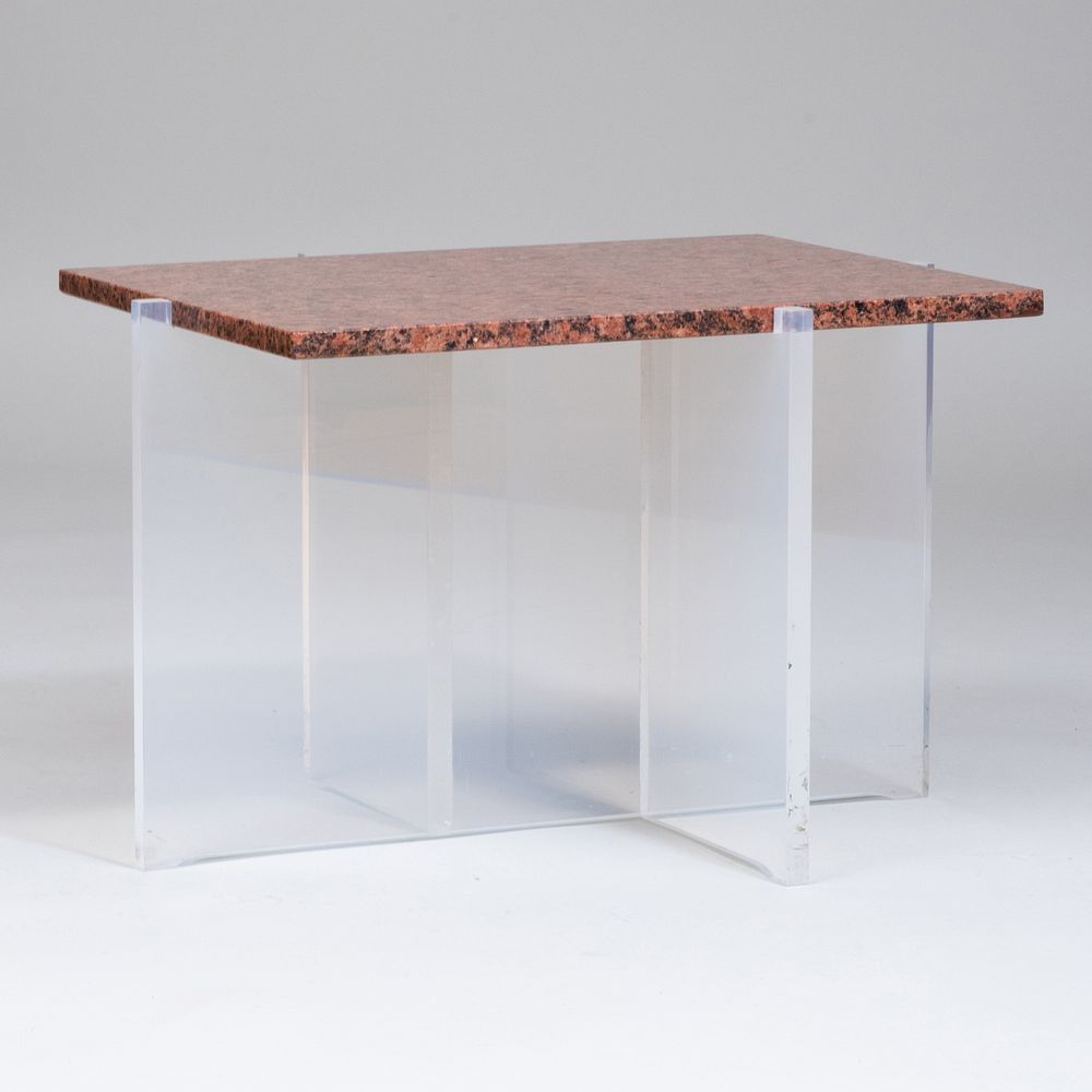 Appraisal: Vladimir Kagan Granite and Plexiglass Marble Top Side Table x