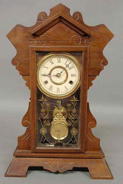 Appraisal: Victorian walnut shelf clock pendulum marked Pat'd Mch st h