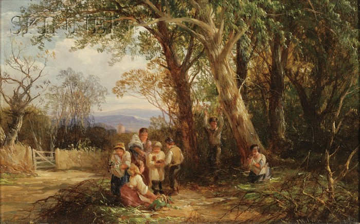 Appraisal: Jeremiah Wilson American - Children Gathering by the Woods Signed