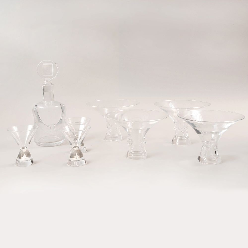 Appraisal: Group of Steuben Glass Table Articles Signed in etch Comprising