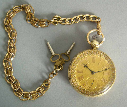 Appraisal: English K gold open face key wind pocket watch with