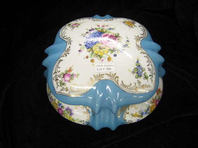 Appraisal: Large Porcelain Dresser Box floral sprays gold trim