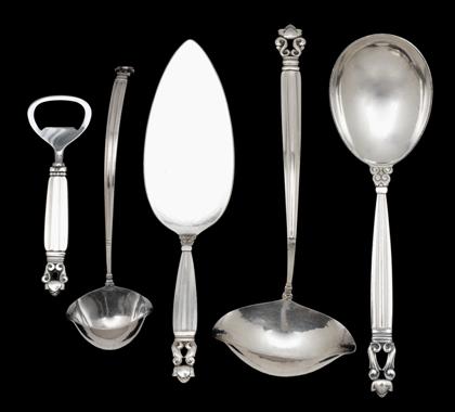 Appraisal: Georg Jensen silver thirty-seven piece flatware serviceacorn pattern designed by