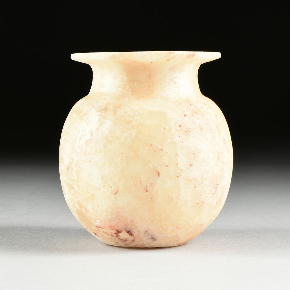 Appraisal: AN ANCIENT EGYPTIAN STYLE ALABASTER JAR IN THE MIDDLE KINGDOM