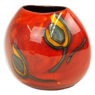 Appraisal: Mid Century Poole Pottery Vase Floral motif on red-orange ground