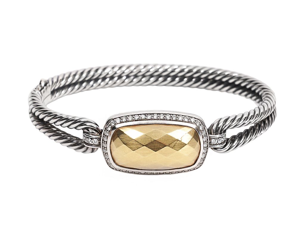 Appraisal: Yurman Albion Diamond Sterling K YG Bracelet David Yurman Albion