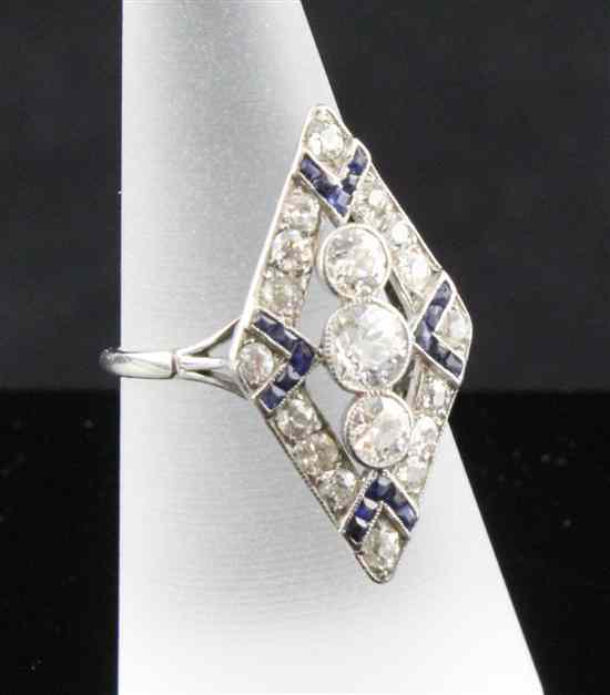 Appraisal: A 's platinum diamond and sapphire dress ring set with