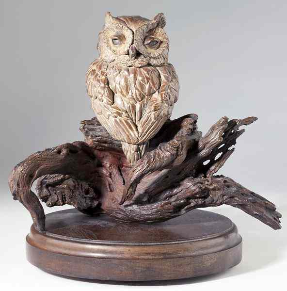 Appraisal: 'The Know It All '' Patinated Bronze Owl Sculptureunsigned showing