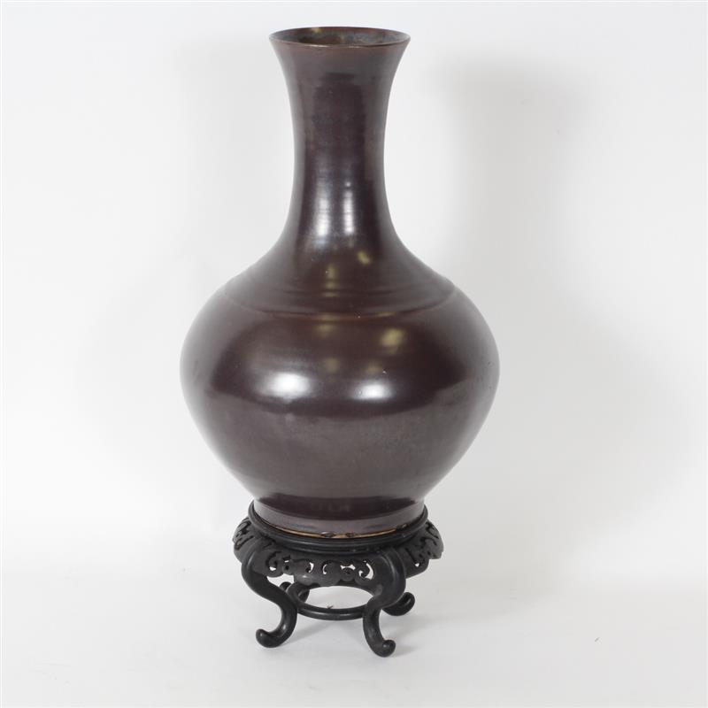 Appraisal: Large Chinese flambe vase with semi gloss deep purple crimson