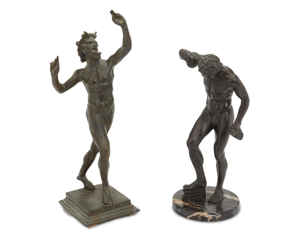 Appraisal: Two bronze Classical-style figures Late th early th Century Appear