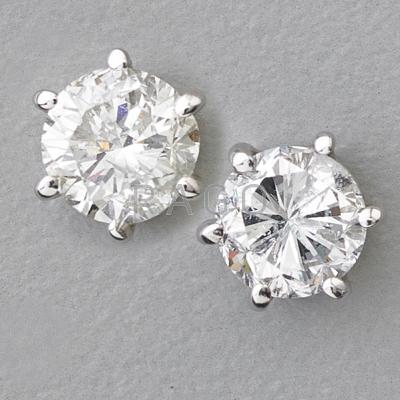 Appraisal: DIAMOND STUD EARRINGS CTS TW Round brilliant cut diamonds cts