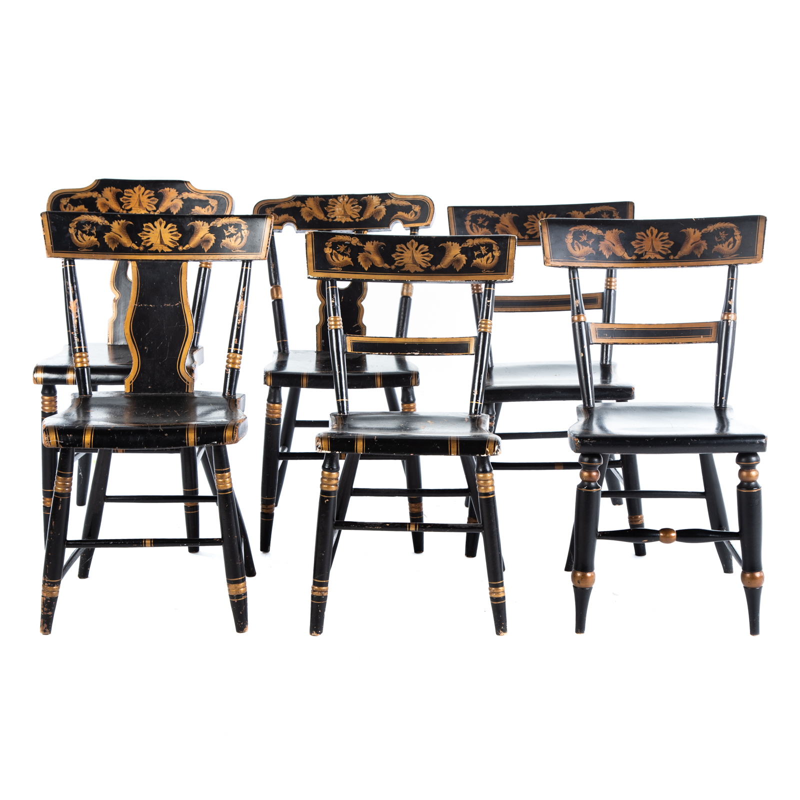 Appraisal: SIX AMERICAN CLASSICAL FANCY PAINTED CHAIRS Baltimore Maryland circa with