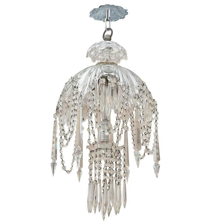 Appraisal: French Art Deco Petite Crystal Pendant Chandelier French Art Deco