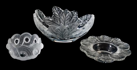 Appraisal: Sale Lot Three Lalique Molded and Frosted Glass Bowls th