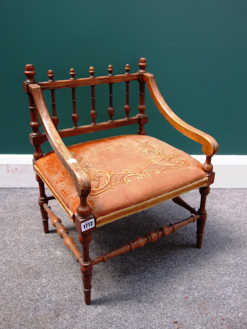 Appraisal: A th century stained beech child's chair with turned decoration