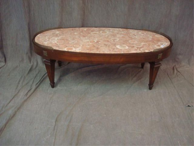 Appraisal: Oval Marbletop Coffee Table From a Brooklyn NY home Dimensions