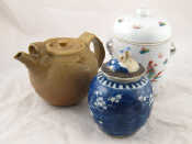 Appraisal: A mixed lot comprising two Chinese jars with covers one