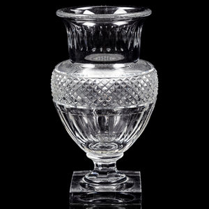 Appraisal: A Baccarat Cut Glass Vase th Century with etched Mus