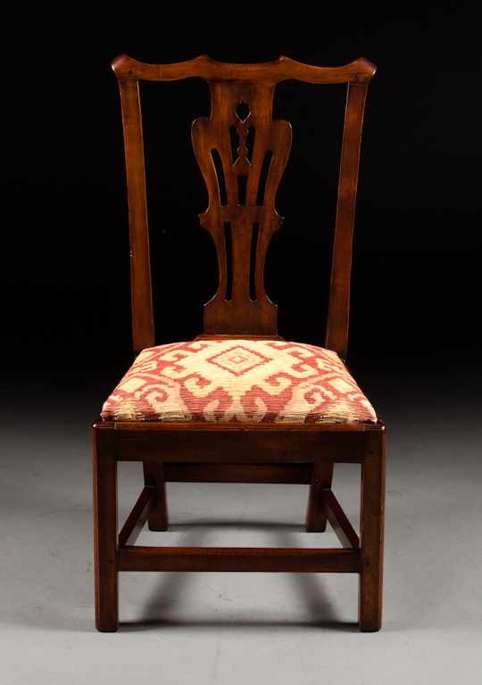 Appraisal: American Chippendale walnut upholstered slip seat chair probably Southern fourth