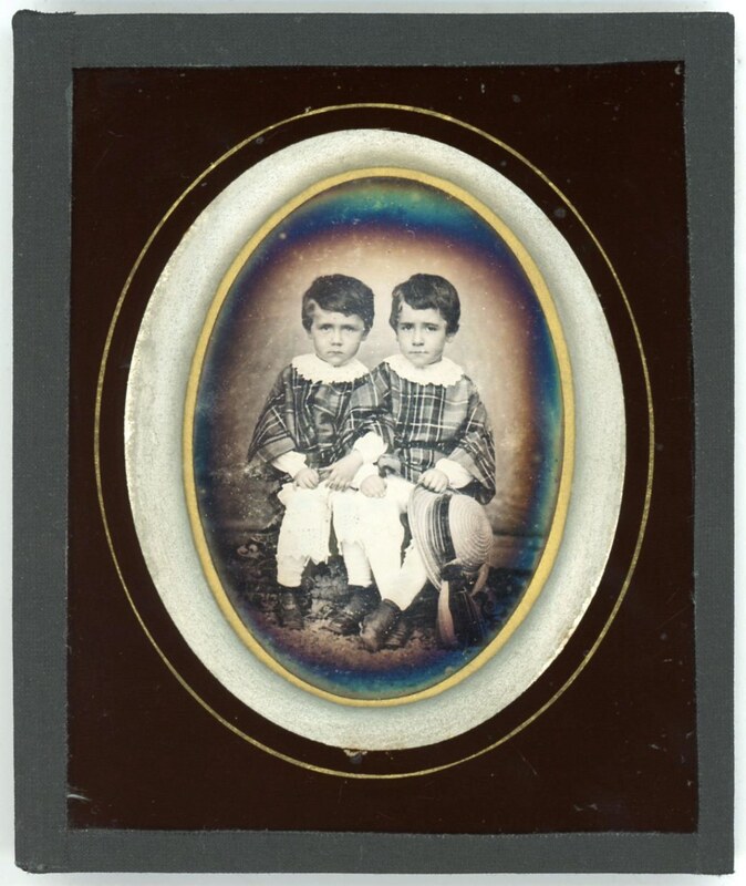 Appraisal: MATCHING BOYS INTERTWINED LIKELY FRANCE Quarter plate daguerreotype The boys