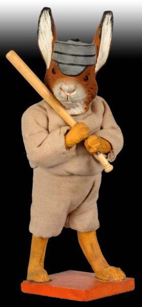 Appraisal: Paper Mache Baseball Player Rabbit Candy Container Description Late th