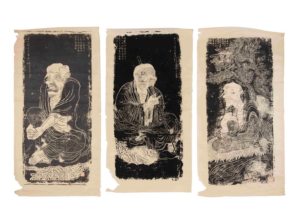 Appraisal: A Collection of Ten Chinese 'Luohan' Rubbings A Collection of