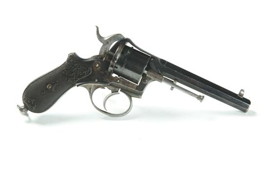 Appraisal: PINFIRE REVOLVER Double action six-shot octagonal '' barrel hard rubber