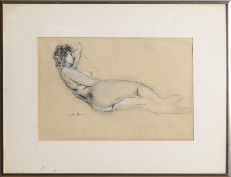 Appraisal: WARREN BRANDT - RECLINING NUDE Chalk and pastel on paper