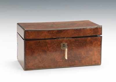 Appraisal: An Antique Tea Caddy The hinged lid box clad in