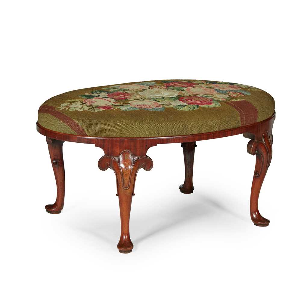 Appraisal: WILLIAM IV WALNUT AND NEEDLEWORK FOOTSTOOL EARLY TH CENTURY the