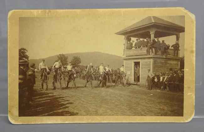 Appraisal: Exceptional th c photograph depicting highwheel race inscribed on verso