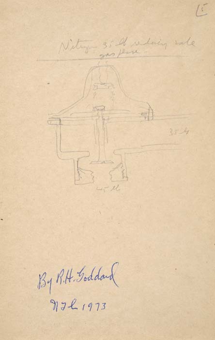 Appraisal: GODDARD ROBERT H Nitrogen Valve Drawing A single sheet with