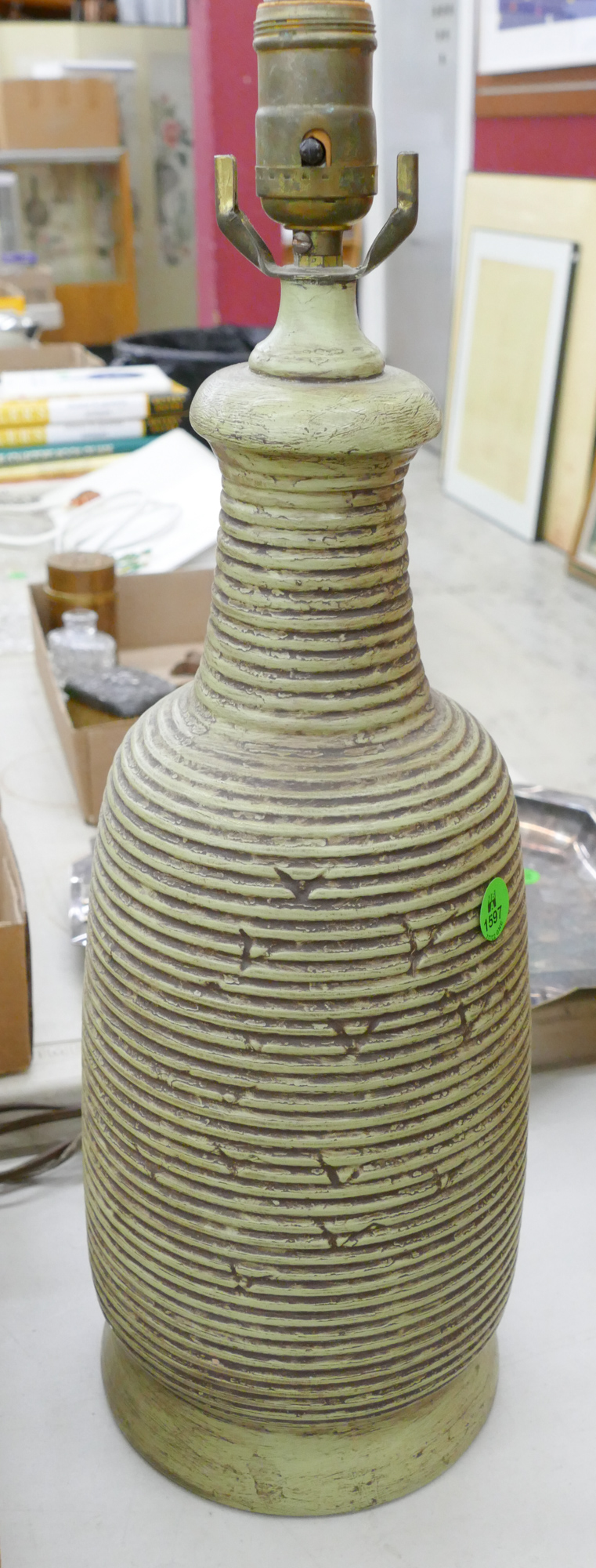 Appraisal: Mid Century Green Ceramic Table Lamp ''