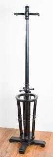 Appraisal: Umbrella Stand Coat Rack Ebonized wood coat rack with integrated