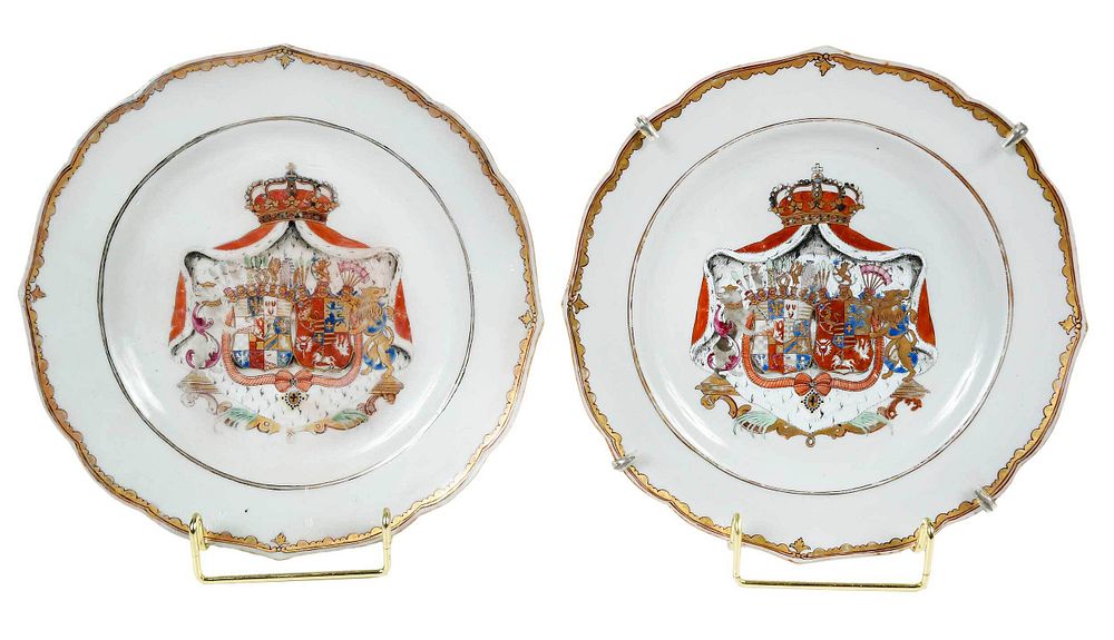 Appraisal: Two Prince of Anhalt Export Armorial Plates circa Qianlong period