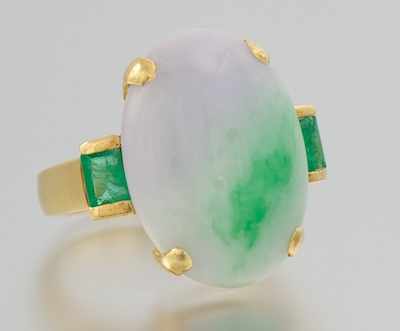 Appraisal: A Ladies' Jadeite and Emerald Ring k yellow gold ring