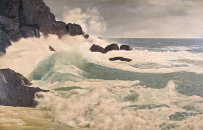 Appraisal: F C Woodington th Century Waves crashing on the rocks