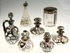 Appraisal: GLASS LOT - Seven piece lot of silver overlay glass