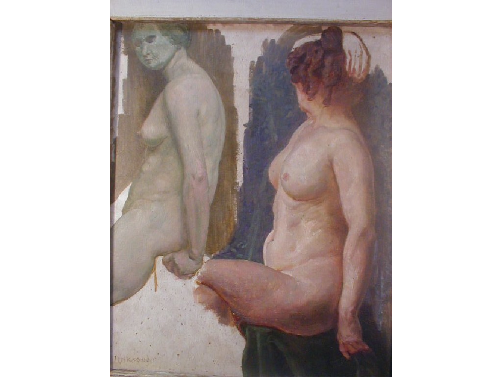 Appraisal: H Alexander Studio study of two female nudes Oil paint