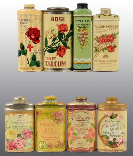 Appraisal: Lot of Talc Tins Description Terrific grouping with a flower