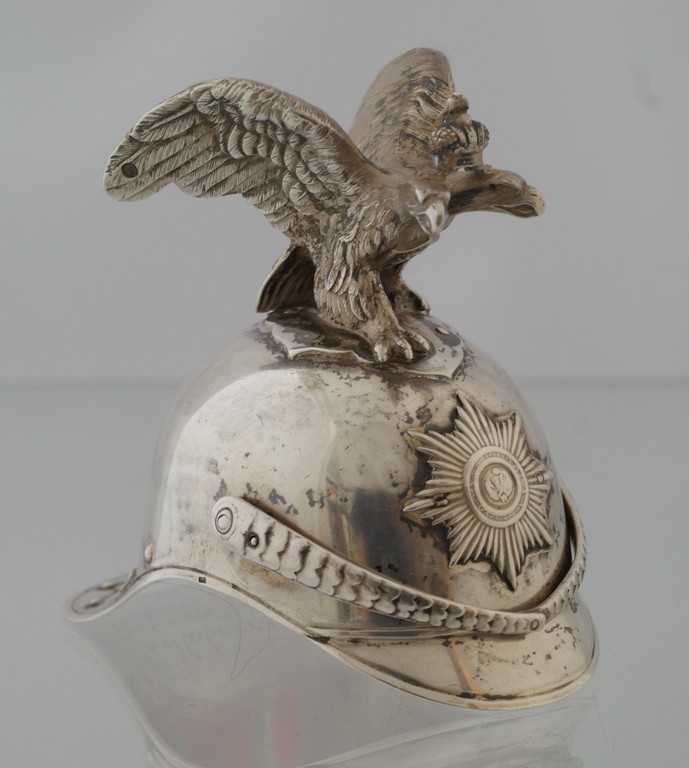 Appraisal: Russian Imperial helmet form silver cup with an articulated chin