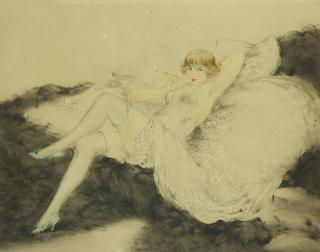 Appraisal: Print Louis Icart Louis Icart French - Reclining Woman with