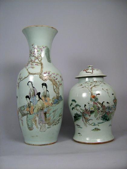 Appraisal: Large famille rose vase Together with a smaller covered vase