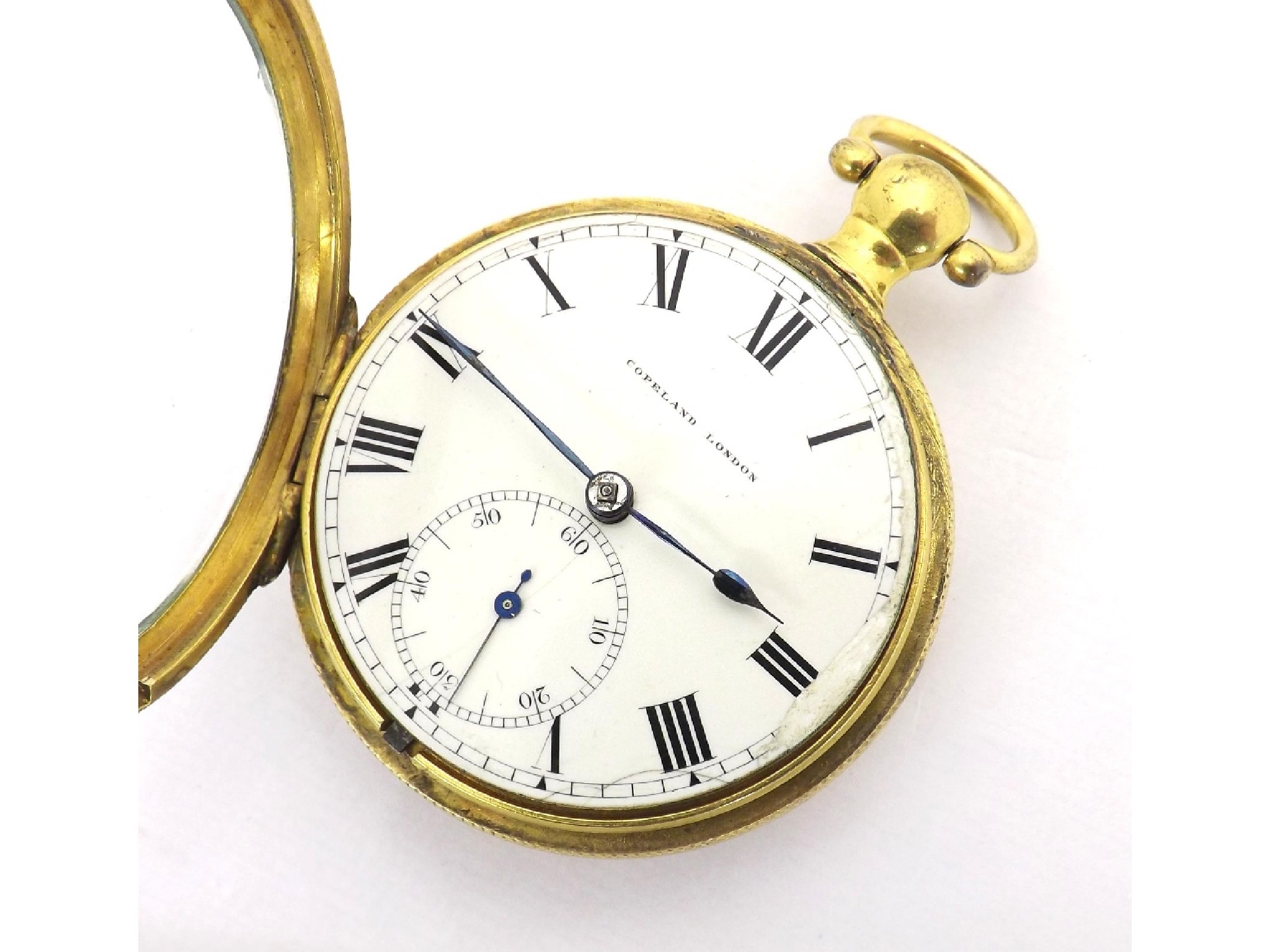 Appraisal: English gilt metal duplex pocket watch the fusee movement signed