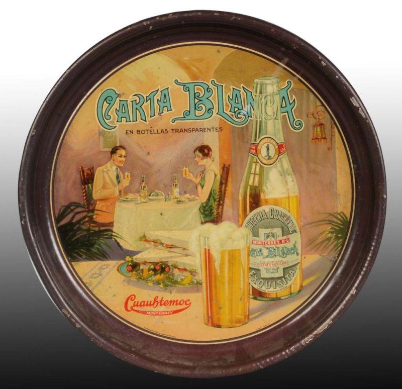 Appraisal: Tin Litho Carta Blanca Beer Serving Tray Description s to