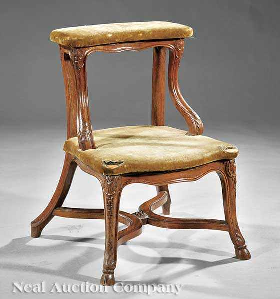 Appraisal: A Louis XV-Style Carved Walnut Cockfighting Chair carved legs joined