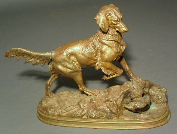 Appraisal: French bronze spaniel late thc signed F Pautrot and verso