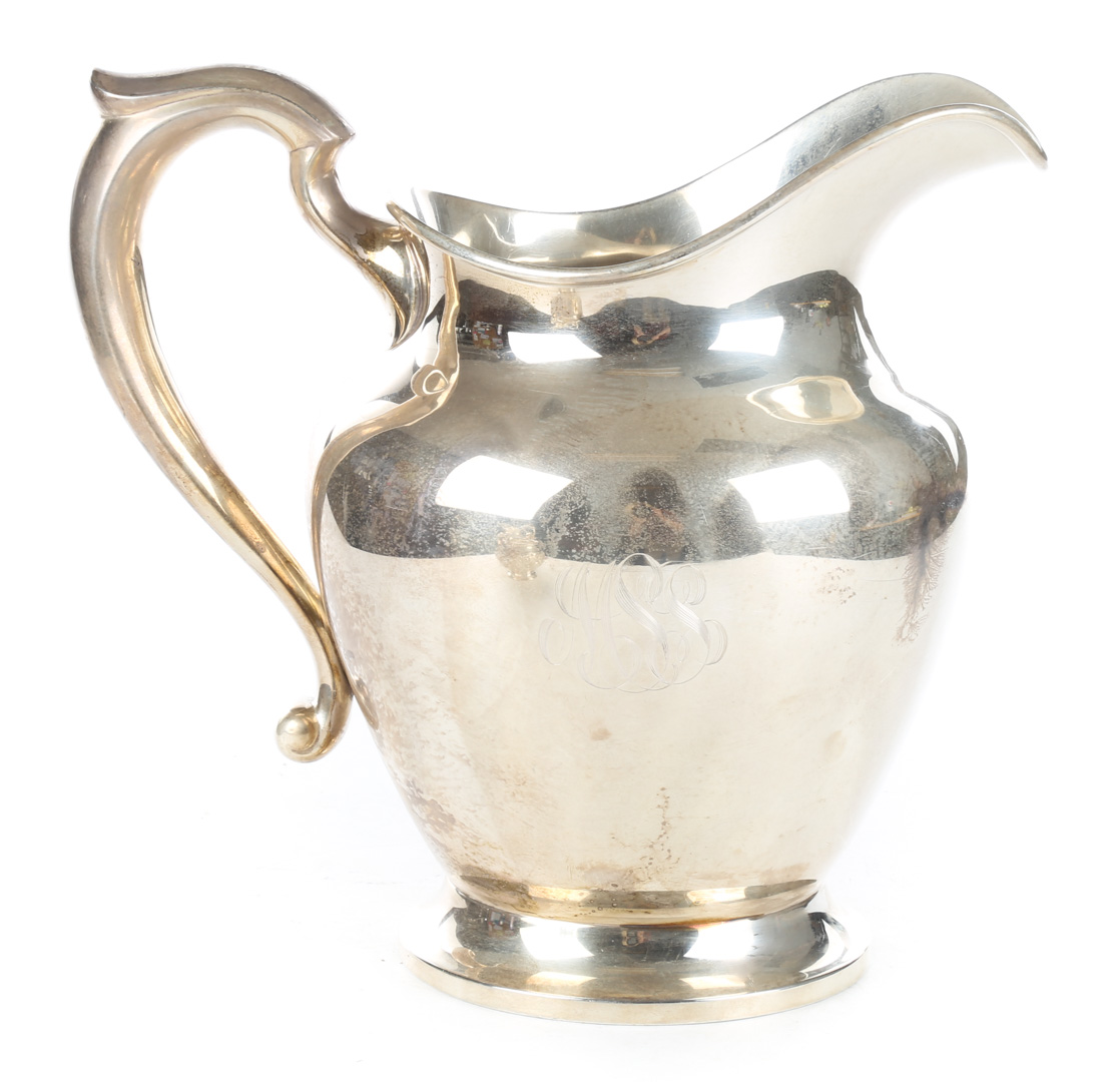 Appraisal: Large American sterling silver water pitcher dated pints in H