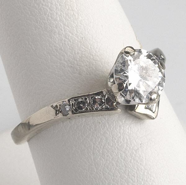 Appraisal: DIAMOND RING k wg with ct circular brilliant cut diamond